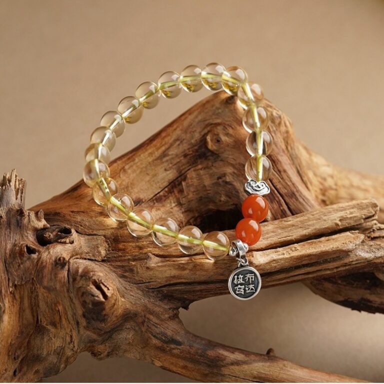 Citrine agate strings 925 silver hand plate women's bracelet this year lucky beads single circle bracelet-8