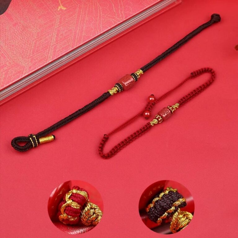 Cinnabar Hand Rope Six Character Truth Transfer Beads Lunar New Year Hand-Woven New Year Red Rope Red Bracelet-9