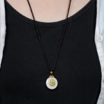 Gold and jade and field jade peace button pendant necklace women's 999 foot gold light luxury multi treasure collarbone chain-8