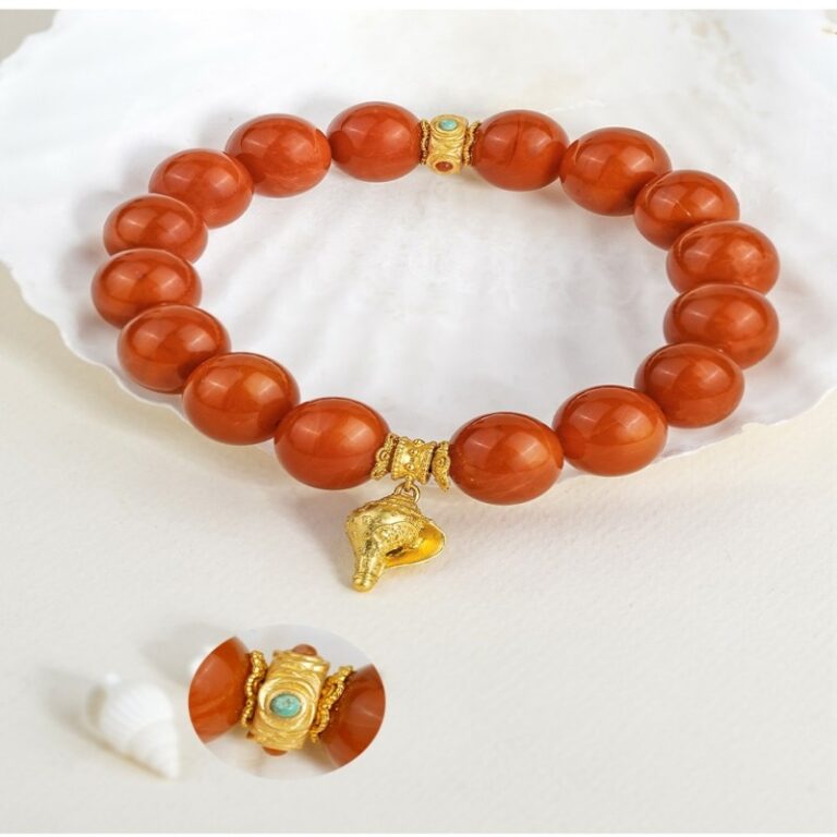 Sichuan material nanhong agate strings women's persimmon red Lunar New Year transit beads bracelet-6