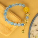 Beeswax Multi Treasure String Pixi Brave Nanhong Jasper Transit Beads Peach Blossom Crystal Aquamarine Ladies Bracelet-10