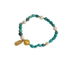 Turquoise Strings Female Nanhong Beeswax Transfer Beads Dzi Beads Red Agate Multi-Precious Jade Bracelet Female