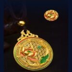 Collection of auspicious eight treasures gold and jade peace buckle pendant foot gold and jade men and women models gold necklace-7