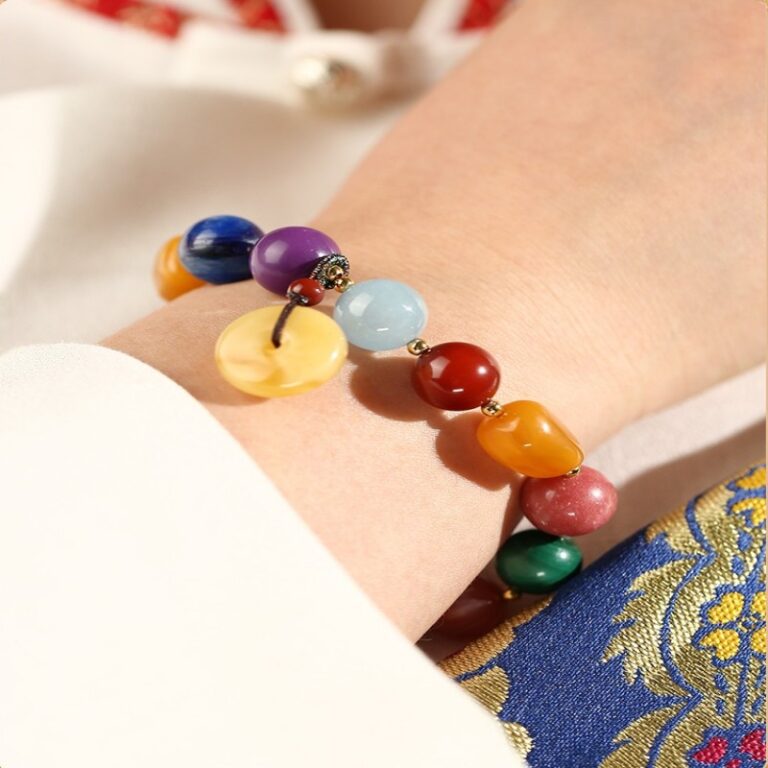 Multi-precious strings transfer beads jade beeswax nanhong jasper crystal turquoise accessories men and women bracelets-6