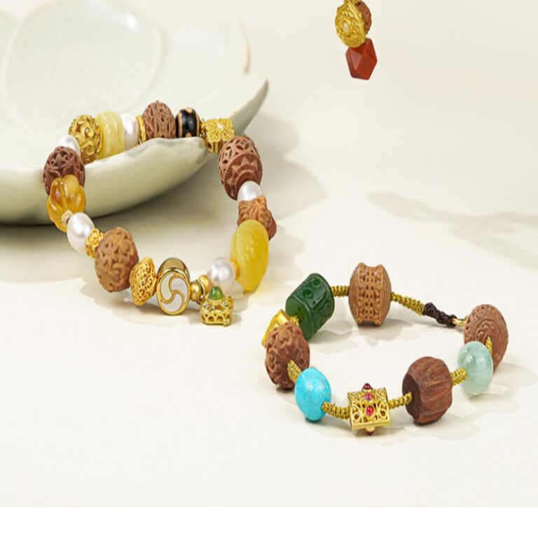 Vajra Bodhi Pearl Beeswax Multi Treasure String Women's Jadeite Jasper Transfer Beads Bracelet Beaded-7