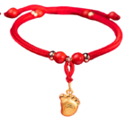 Pure gold 999 gold bracelet baby red rope transit beads baby hand rope accessories