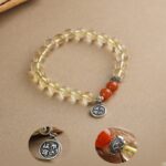 Citrine agate strings 925 silver hand plate women's bracelet this year lucky beads single circle bracelet-9