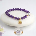 Amethyst Bracelet Women's Lavender Purple Beads Beaded White Crystal Bracelet Girls Premium-9