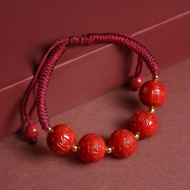 Cinnabar Red Rope Bracelet Men Women Lunar Year Dragon Hand String Beads Compilation Red Hand Rope Gift Jewellery-6