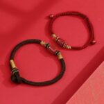 Cinnabar Hand Rope Six Character Truth Transfer Beads Lunar New Year Hand-Woven New Year Red Rope Red Bracelet