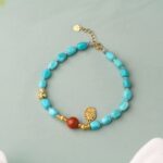 Turquoise strings random beads nanhong transfer beads women's niche Tibetan disc play bracelet-7