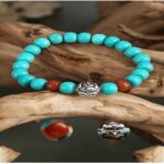 Silver turquoise nanhong string beeswax multi treasure bracelet barrel beads ethnic style birthday gift-10