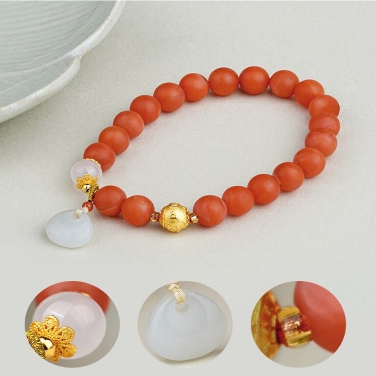 Baoshan southern red string women's red agate bracelet persimmon red beads rosary-8