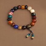 Cow bone obsidian multi-precious tiger teeth dzi eighteen sub-Buddha bead strings for men and women models bracelet ethnic style--6