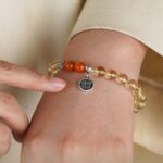 Citrine agate strings 925 silver hand plate women's bracelet this year lucky beads single circle bracelet-10