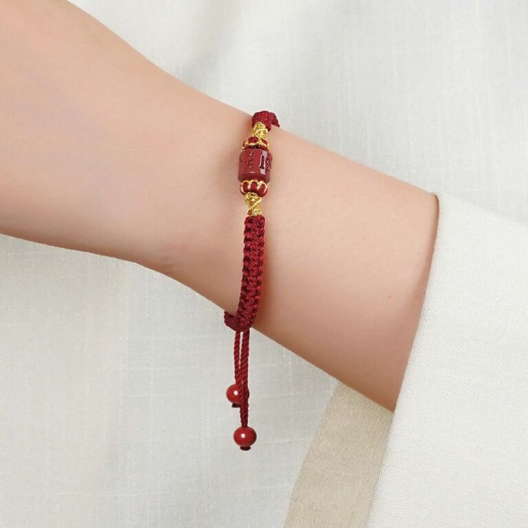 Cinnabar Hand Rope Six Character Truth Transfer Beads Lunar New Year Hand-Woven New Year Red Rope Red Bracelet-10