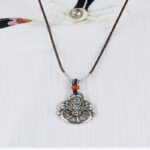 925 silver six jewels Brahma golden wheel treasure crown pendant necklace men's vintage Tibetan ethnic style-10