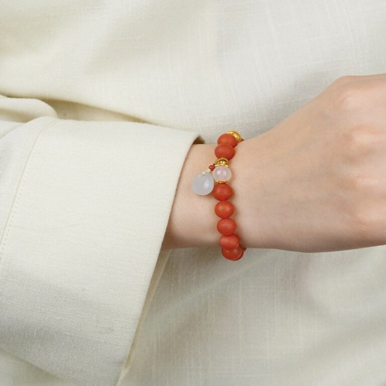 Baoshan southern red string women's red agate bracelet persimmon red beads rosary-9