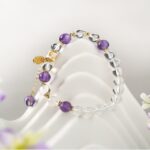 Amethyst Bracelet Women's Lavender Purple Beads Beaded White Crystal Bracelet Girls Premium-11