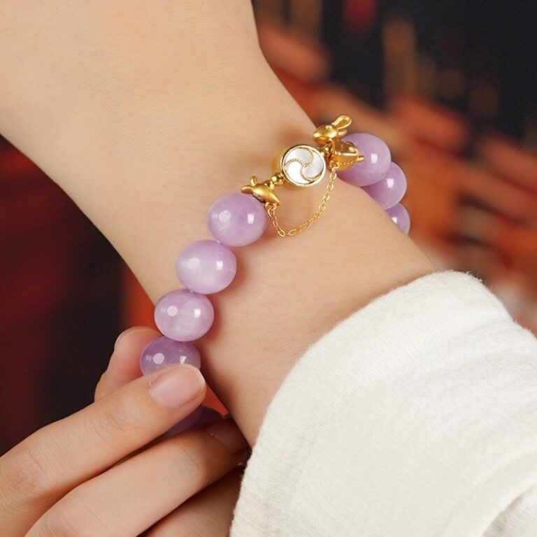 Amethyst Lithium Faixi Spinning Treasure String Haiyanite Women's Lunar New Year Transfer Beads Amethyst Peach Blossom Bracelet-6