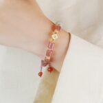 Rhodochrosite Ruyi Lock Bracelet Original Design Niche Bracelet Women's 925 Silver Jade Beads-8