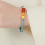 Blue jadeite strings for the current year lucky beads jade beads beaded bracelet women's birthday gift-10