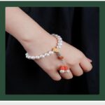 Jade pearl bracelet women's jade strings single-ring Nanhong transfer beads birthday gift for mother-11