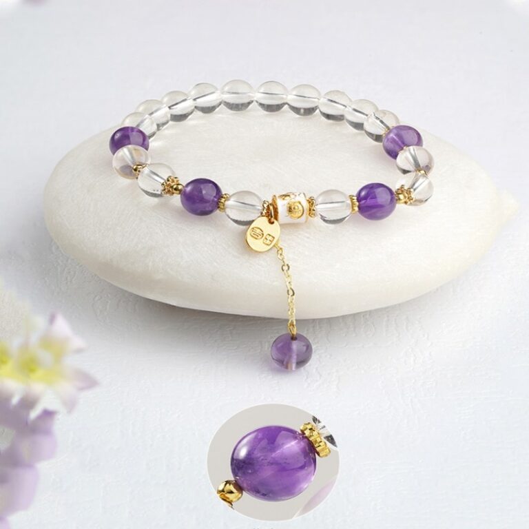 VAmethyst Bracelet Women's Lavender Purple Beads Beaded White Crystal Bracelet Girls Premium-12