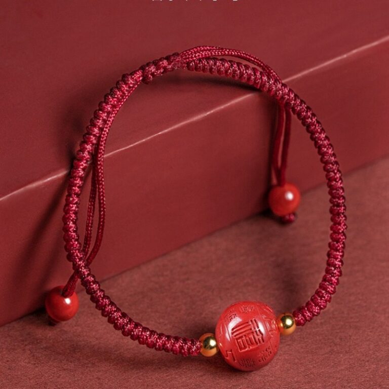 Cinnabar Red Rope Bracelet Men Women Lunar Year Dragon Hand String Beads Compilation Red Hand Rope Gift Jewellery-9