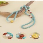 Turquoise strand with beeswax pearl multi loop bracelet dobby pan play jewelry handheld round beads-10