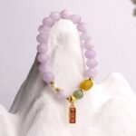 Flourishing dream shadow purple lithium Hui strings beeswax and field jade pearl women's hand accessories dream purple bracelet-2