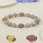 Moonstone Strawberry Crystal Doppelganger Bracelet Women's Peach Blossom Pink Crystal Transfer Beads Bracelet Beaded-9