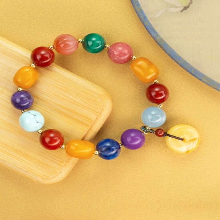 Beeswax Multi Treasure String Pixi Brave Nanhong Jasper Transit Beads Peach Blossom Crystal Aquamarine Ladies Bracelet-13