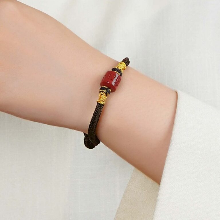 Cinnabar Hand Rope Six Character Truth Transfer Beads Lunar New Year Hand-Woven New Year Red Rope Red Bracelet-11