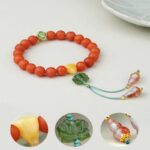 Baoshan southern red string women's red agate bracelet persimmon red beads rosary-10