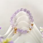 Amethyst Bracelet Women's Lavender Purple Beads Beaded White Crystal Bracelet Girls Premium-14