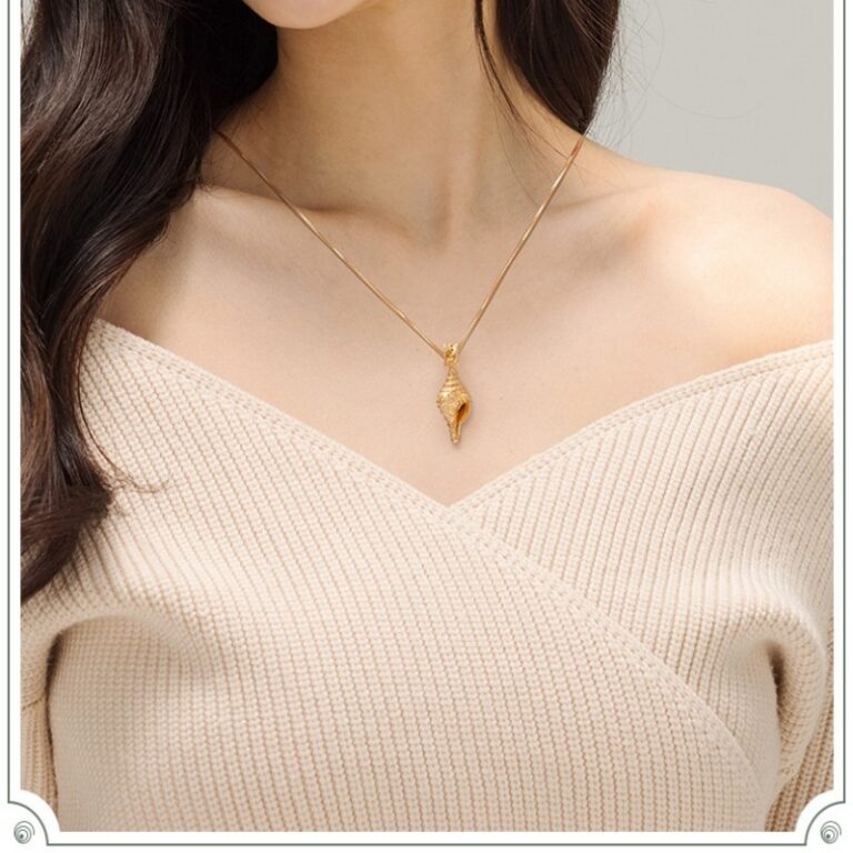 Silver Gold-Plated Conch Hanging Transit Beads Pendant Female 999 Silver Female Single Pendant Necklace Couple Accessories Pendant-14