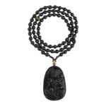 Obsidian Buddha necklace men and women models six words of truth transfer beads zodiac this year pendant pendant