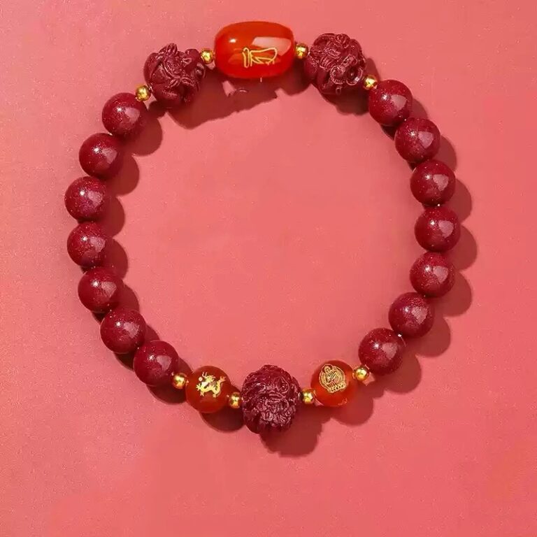 High Content of Cinnabar String Transfer Beads Year of The Dragon Bracelet Natal Year Amulet Transformation Bracelet-14