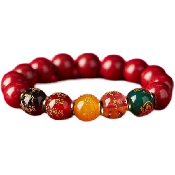 Cinnabar String Bracelet Official Flagship Shop Natural Female Genuine Original Ore Agate Transit Beads Men's Models Five Road God of Wealth