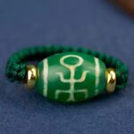 Dzi Bead Tibetan Women's Hand Rope Ring Original Design Opening Rotatable Ring-1