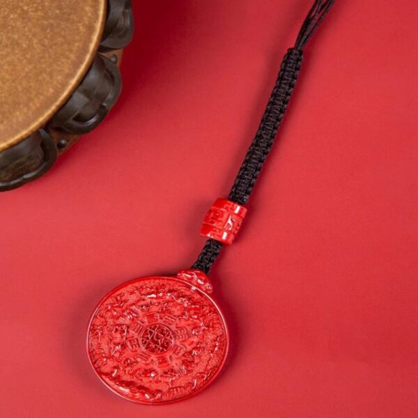 Imperial Cinnabar Nine Palace Bagua Plaque Pendant Lunar New Year Car Pendant Mobile Phone Bag Charms-1