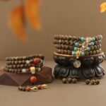 Incense Green Pine Southern Red Bead String 108 Pieces of Literature Play Plate Play Buddha Beads Woodwork Bracelet Female-5