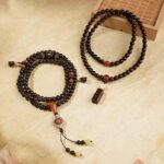 925 silver Le word Xiaoye Zitan Buddha bead string 108 pcs men's cultural rosary disc play bracelet-1