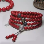 Six Character Truth Red Fragrant Grey Buddha Bead Strings 108 Pieces Men's Cold Arts and Crafts Rosary Bracelet for Women-1