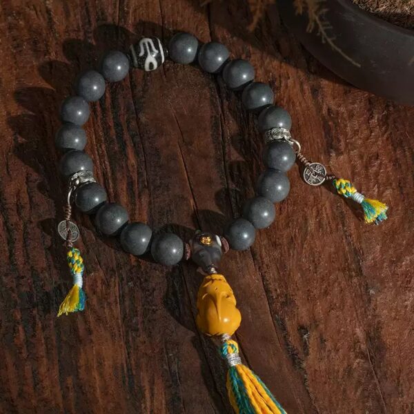 Tiger Tooth Dzi Bead Incense Grey Buddha Bead String Tibetan Handheld Rosary Men and Women Literature Disc Play Bracelet-1