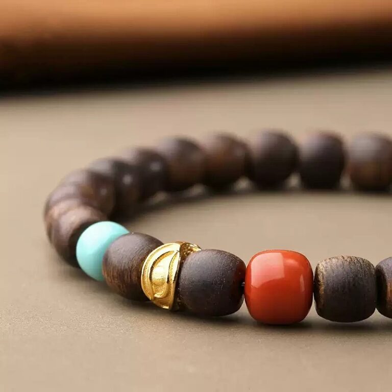 Incense Nanhong Green Pine Strings Women's Models of Single Circle Niche Literature Play Simple Barrel Beads Bracelet Men's-1