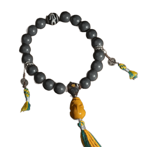 Tiger Tooth Dzi Bead Incense Grey Buddha Bead String Tibetan Handheld Rosary Men and Women Literature Disc Play Bracelet