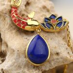 925 Silver Inlaid Lapis Lazuli Pendant Necklace Earrings Bracelet Jewellery Set Women's Original-1