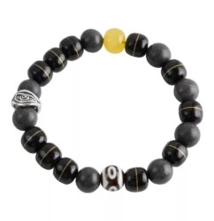 Silver Coconut Three Eyes Dzi Beads Beeswax String Bracelet Men's and Women's Models Spacer Buddha Beads Play Bracelet